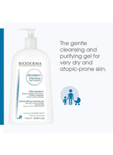 Bioderma Atoderm cleanser bottle with pump, angled side view