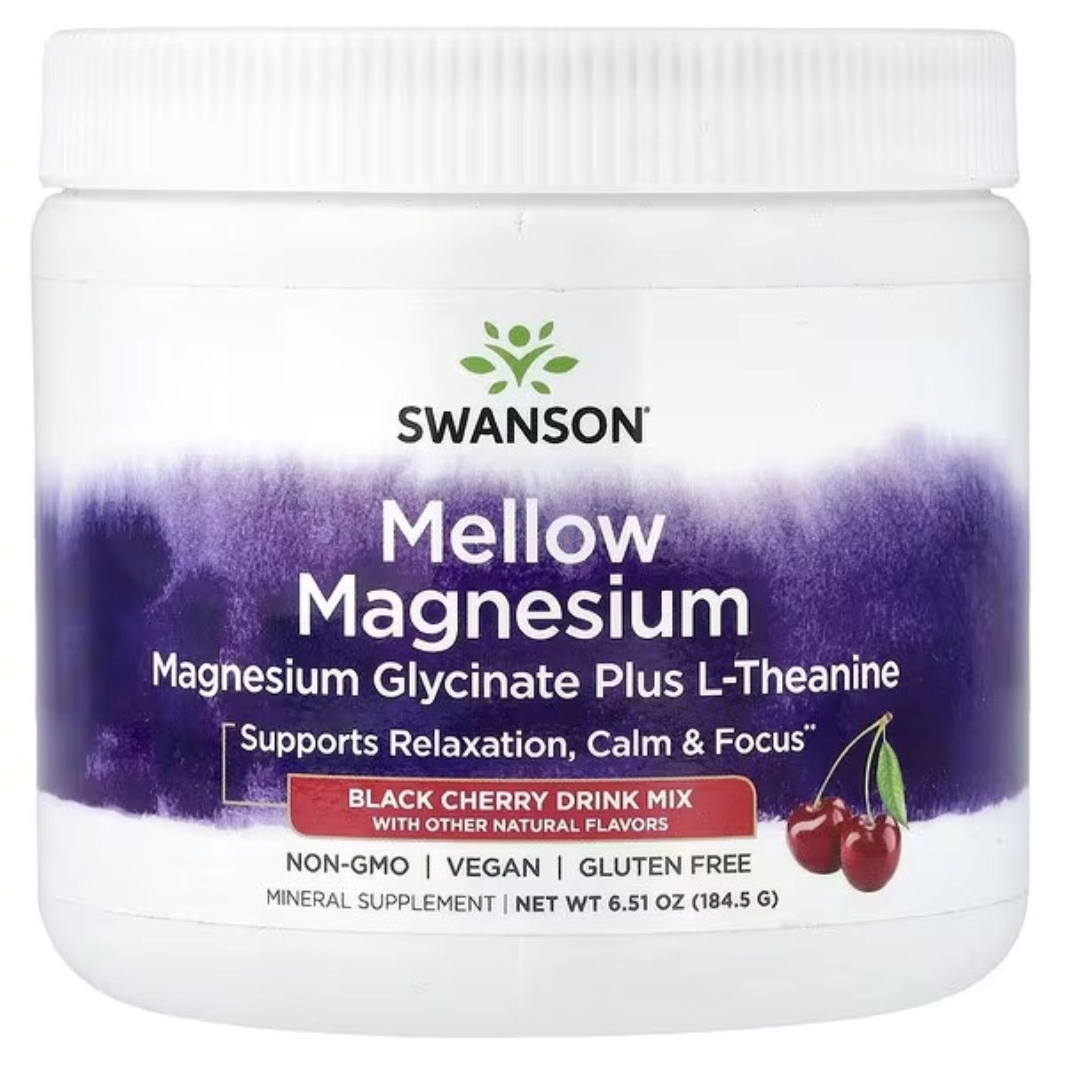 Swanson Vitamins Mellow Magnesium Drink Mix, Black Cherry, 6.51 oz (184.5 g)