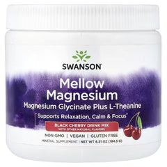 Swanson Vitamins Mellow Magnesium Drink Mix, Black Cherry, 6.51 oz (184.5 g)