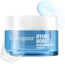 Neutrogena Hydro Boost hyaluronic acid water gel face moisturizer jar, blue and white