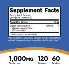 Nutricost Bacopa Monnieri 500 mg – 120 Capsules | Memory, Focus & Cognitive Support