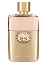 GUCCI Guilty eau de parfum bottle, gold cap and blush pink glass with logo badge