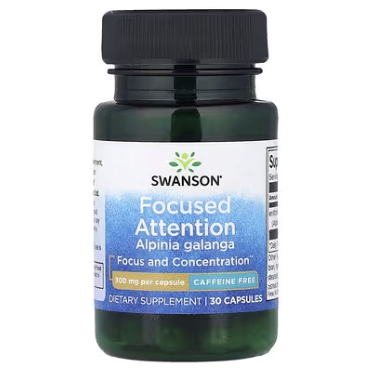Swanson Vitamins Focused Attention Alpinia Galanga 300 mg, Caffeine-Free – 30 Capsules