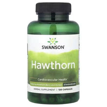 SWANSON Hawthorn herbal supplement bottle with black cap and front label for 120 capsules