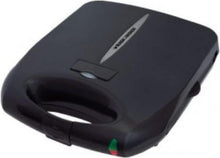 Black+Decker sandwich maker with indicator lights, closed lid and carry handle
