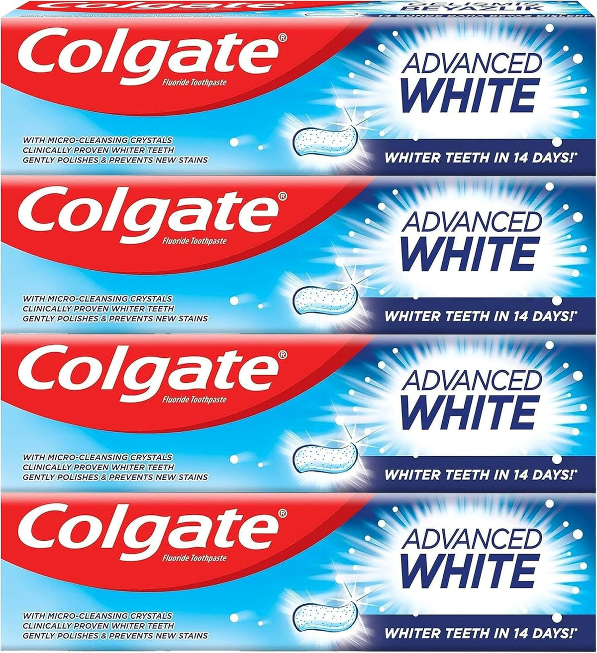 Colgate Toothpaste Advanced White, Whitening Toothpaste, 4x100 ml, 4 Pack