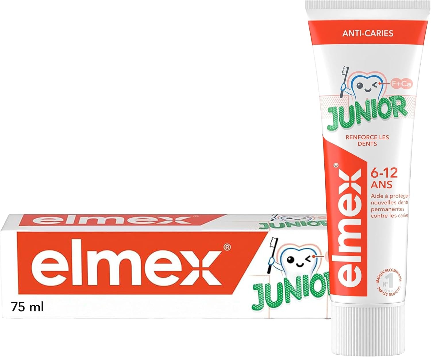 Elmex Junior children's toothpaste tube, 6–12 years, mint flavor, 75 ml