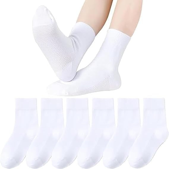 6 Pairs Boys Girls Crew Socks, Seamless Cotton Socks, Girls' Half-Cushion Seamless Socks, Womens Cute Socks, Ankle Socks for Women, Unique Birthday Gifts Cute Socks, Size L