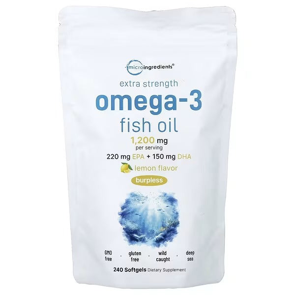 Micro Ingredients, Omega-3 Fish Oil, Lemon , 240 Capsules (600 mg per Capsule)