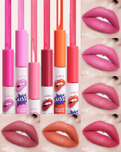 Waterproof lip gloss tubes with multiple shades and lip swatch photos