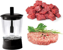 Food processor blender jar with black lid and clear cup