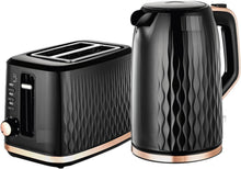 BLACK+DECKER black kettle and toaster set with copper accents