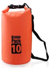 Orange Ocean Pack 10L waterproof dry bag with roll-top closure and shoulder strap