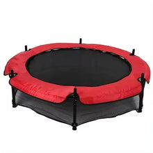 Round kids trampoline jumping mat with red padding and black base