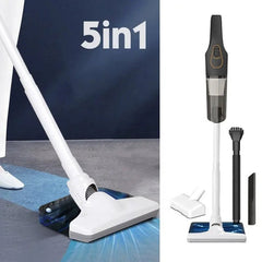 5-in-1 Rechargeable Handheld Electric Floor Cleaner with Vacuum Mop Water Tank Car Cleaner and Mites Remover - Black - Mumzar.com