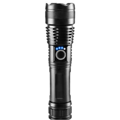 Huitich black 5 modes LED torch with compact design and blue indicator lights