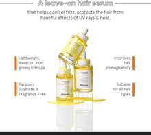 Minimalist leave-on hair serum bottles with gold liquid and white droppers