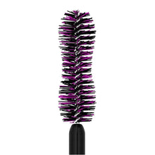 Black mascara wand with purple bristle rows