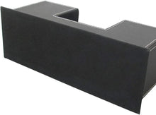 Black PU desk organizer box with open center and raised side walls, stitched trim.