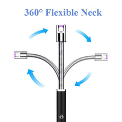 ولاعة قوسية، ولاعة إلكترونية بدون لهب مع مؤشر بطارية LED، ولاعة USB قابلة لإعادة الشحن ومقاومة للرياح والطقس للمطبخ والشواء والشموع والألعاب النارية وموقد الغاز