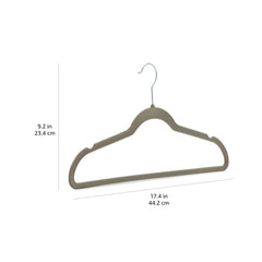 Slim, Velvet, Non-Slip Suit Clothes Hangers, Gray/Silver - Pack of 50