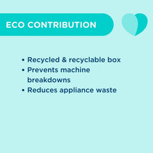Eco contribution panel: recycled and recyclable box, helps prevent machine breakdowns