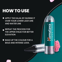 Himalaya desde 1930 Kajal 100% color negro natural fortificado con aceite de almendras y rosa de Damasco (2,7 g)