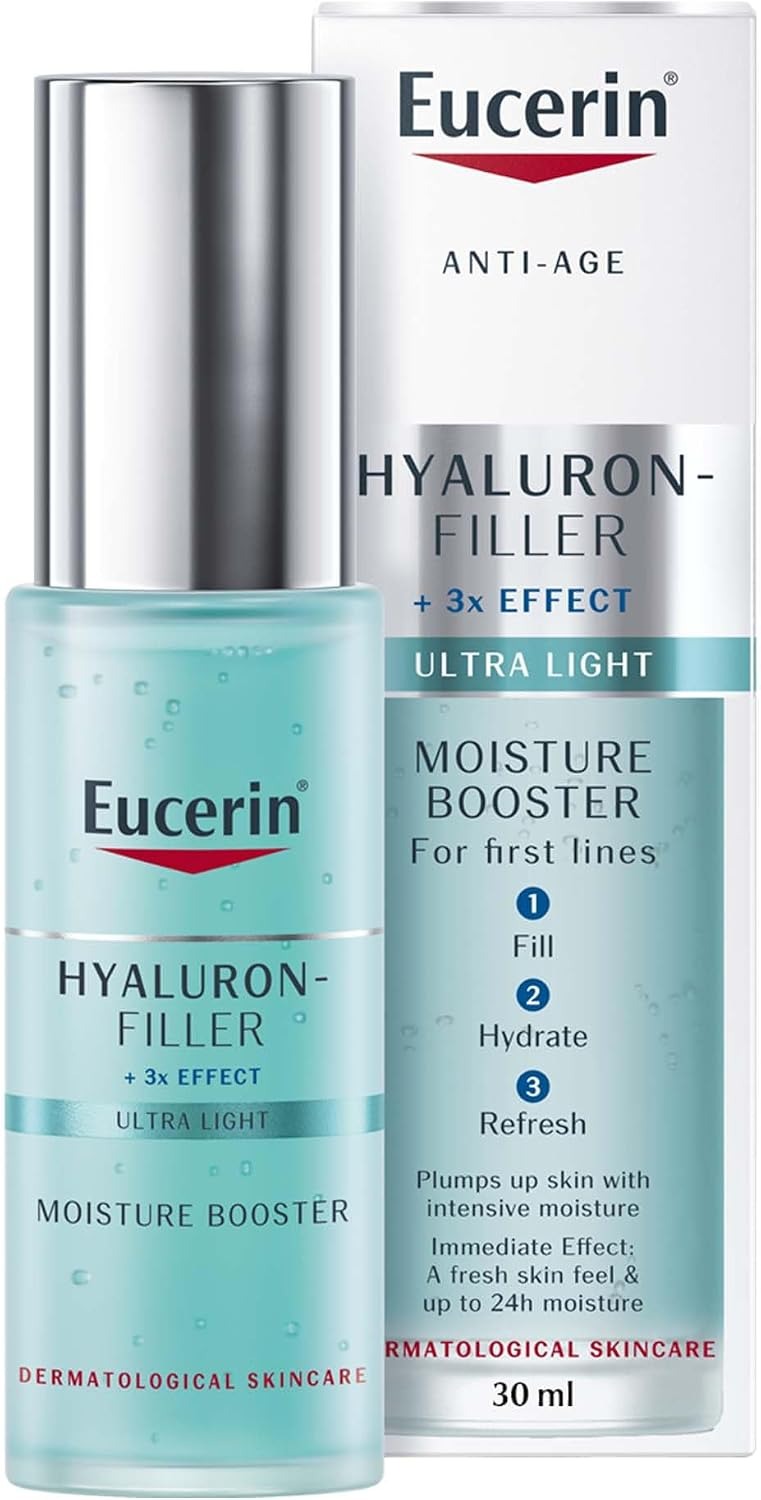 Eucerin Hyaluron Filler Anti-Aging Moisture Booster Face Gel Moisturizer with Hyaluronic Acid and Glycerin, Lightweight Formula, Plumps up Fine Lines, Immediate Hydration For All Skin Types, 30ml