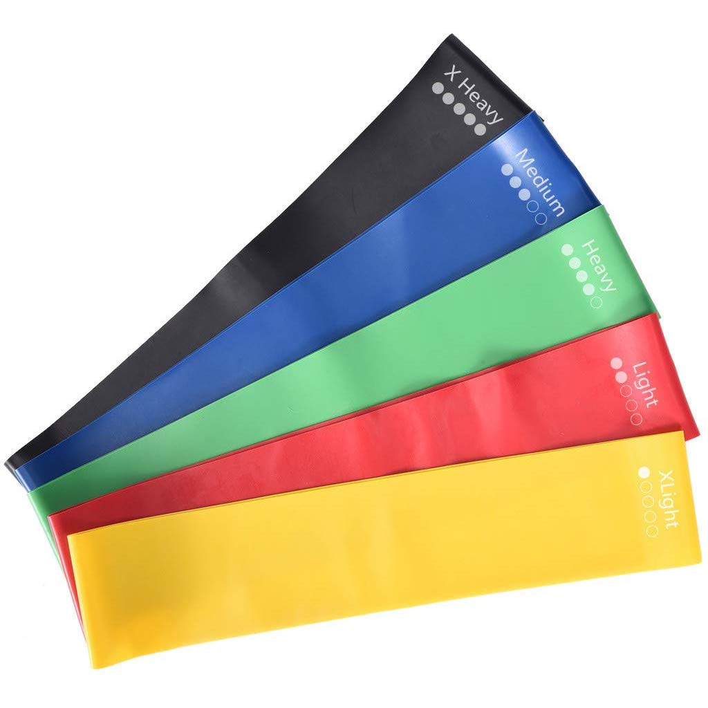 Elete Exercise Resistance Bands Set Of 5 Resistance Loops Extra Light To Extra Heavy Resistance 12 Inch Work Out Bands Perfect For Gym, Fitness, Yoga, Multicolor, Resendent Bank 1,