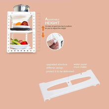 White 2-tier under-sink storage rack with adjustable height and extendable panel