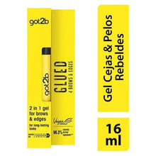Eyebrow and edge styling gel tube and box showing 16 ml size, got2b Glued.