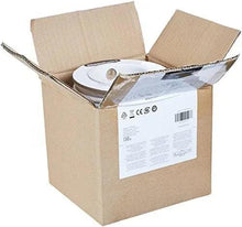 Audio speaker wire cable partially unpacked in kraft box with white cable spool