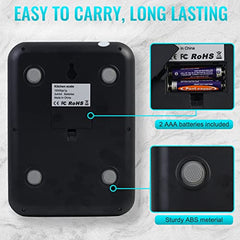 Digital Kitchen Scale Multifunction Food Scale, Touch Button, Ultra Slim with Large LCD Display, 11lb/5kg, 22lb/5kg, Stainless Steel (Batteries Included) (10000g/1g)