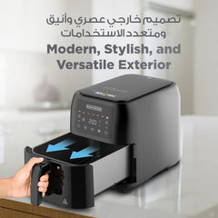 BLACK+DECKER Digital Air Fryer, 1700W, 8 Litres Family-Sized Capacity, 7 Preset Functions, Rapid Air Convection for Healthy Frying, Adjustable Temperature 80-200°C, Easy Clean, Black - SAF80-B5