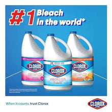 Clorox bleach jugs set, three 470 ml bottles with blue caps and white labels