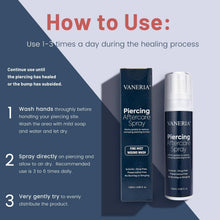 VANERIA Piercing Aftercare Spray bottle and box, fine-mist wound wash