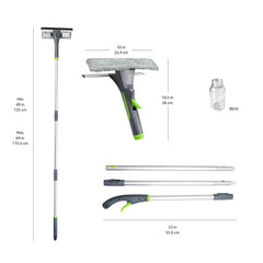 Limpiacristales extensible con pulverizador Amazon Basics, extensión de aluminio, de 1,25 m a 1,75 m