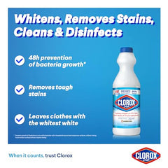 Clorox Liquid Bleach 470ml, Kills 99.9% of Viruses and Bacteria, 48 Hours Prevents Bacteria Growth, Removes Stains