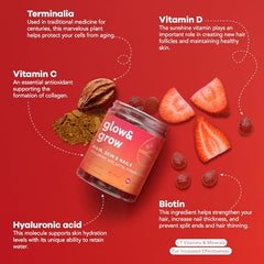 Nutrili Glow & Grow Sugar Free Vitamin Gummies (1 month) | Hair, Skin & Nails | With Hyaluronic acid, Biotin, Vitamin E & C