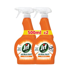 Spray limpiador ultrarrápido JIF para cocina, elimina la grasa más difícil al 100 %, 500 ml x 2