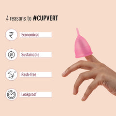 Sirona Reusable Menstrual Cup for Women with Pouch | Ultra Soft Odour & Rash Free | 100% Medical Grade Silicone | No Leakage | Protection for Up to 8-10 Hours | US FDA Registered - Medium (Pack of 1)