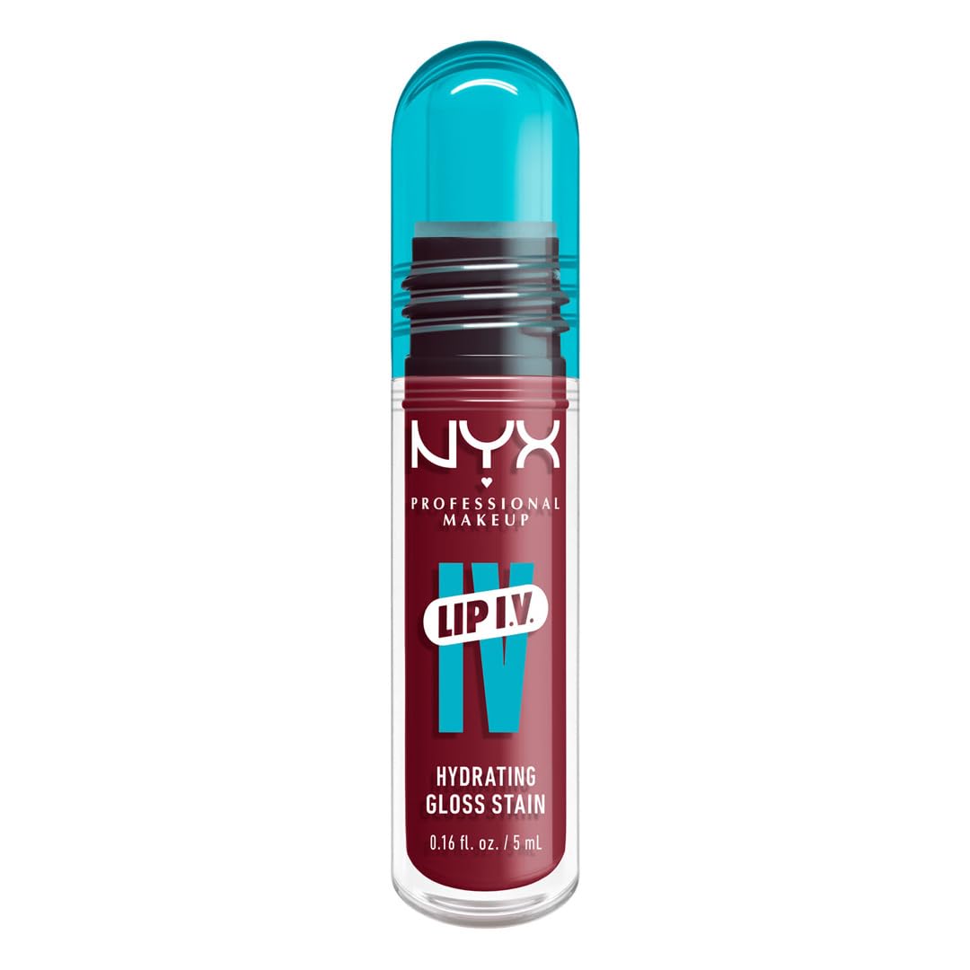 NYX Professional Makeup Lip IV Hydrating Gloss Stain, Lip Gloss, Up to 12HR Hydration, High Pigment, Wet Shine Finish, Bubblegum Burst