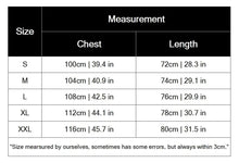 Tank top size measurement chart with chest and length by size S–XXL