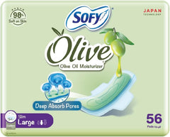 SOFY Olive Sanitary Pads With Wings, Slim, Large 29 cm, Pack of 56 Pads