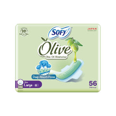 SOFY Olive Sanitary Pads With Wings, Slim, Large 29 cm, Pack of 56 Pads