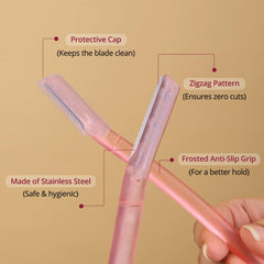 Carmesi Reusable Face Razor For Women Facial Hair Dermaplaning Tool - 3 Razors Instant & Painless Hair Removal For Eyebrows, Upper Lip, Forehead, Peach Fuzz, & Sideburns - Exfoliating Razors Travel