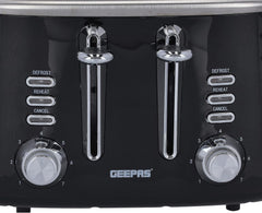 Geepas 4 Slice Bread Toaster - Adjustable 7 Browning Control 4 Slice Pop-Up Toaster with Removable Crumb Collection Tray, Self-Centering | Cancel, Defrost & Reheat | Perfect Sandwiches, Toast & More