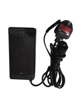 Black charger adapter with attached cables and red-marked connector plug