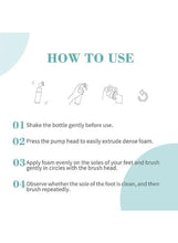 Bioline paw cleaning foam how-to use steps on white card with bottle