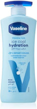 Light blue body lotion bottle with pump, Vaseline Ice Cool Hydration, 400 ml